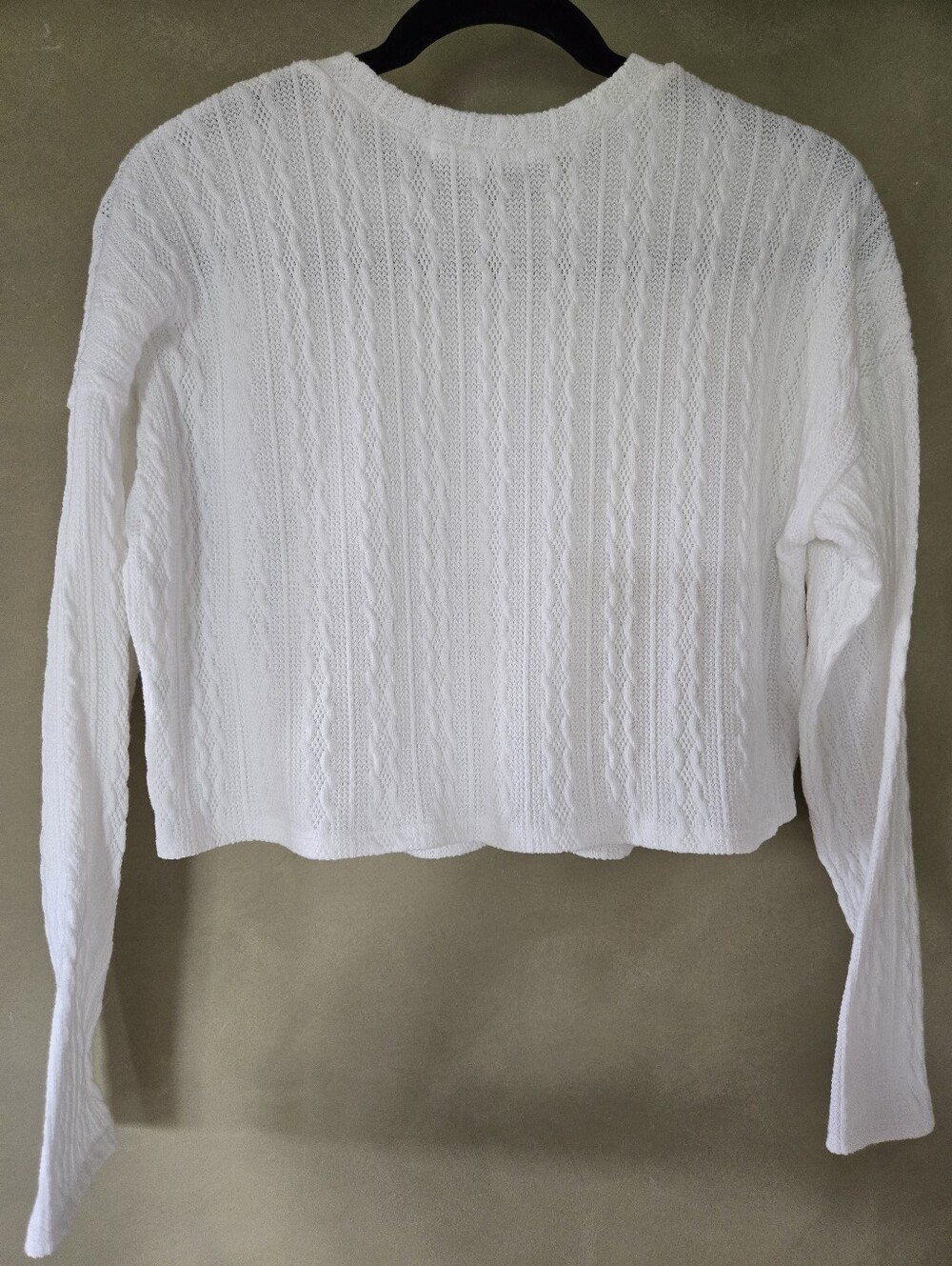 Antistar | White Cropped Cable Knit Boxy Sweater, Size M - Picture 3 of 11